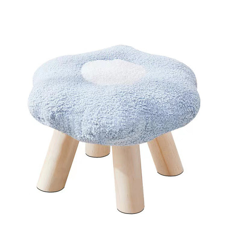 Tabouret bas contemporain en bois, laine d&