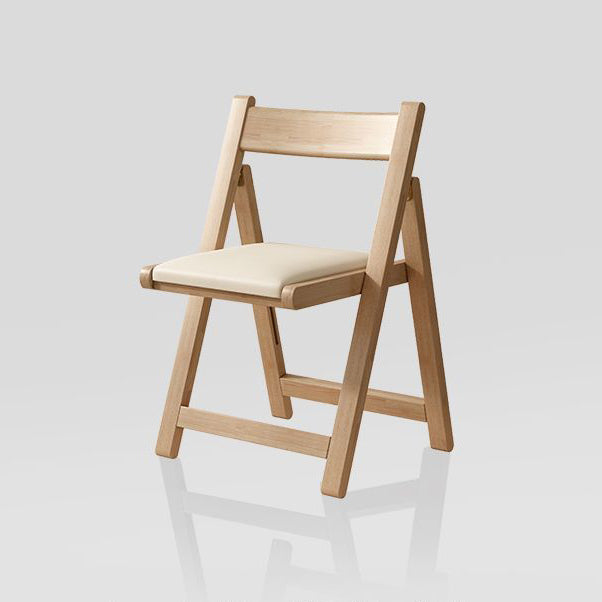 Chaise de salle à manger carrée en bois de caoutchouc et cuir à la simplicité moderne avec dossier pliable pour salle à manger 