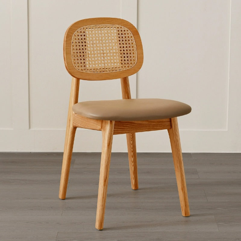 Traditional Japanese Weaving Rattan Ash Wood Square Dining Chair Backrest For Dining Room