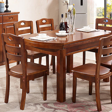 Traditional Chinese Rubber Wood Square Border Dining Chair Backrest For Dining Room