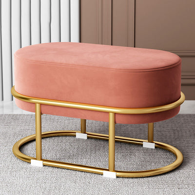 Tabouret de pied elliptique rectangulaire rond en éponge de fer avec tissu en velours scandinave contemporain sans dossier pour entrée 