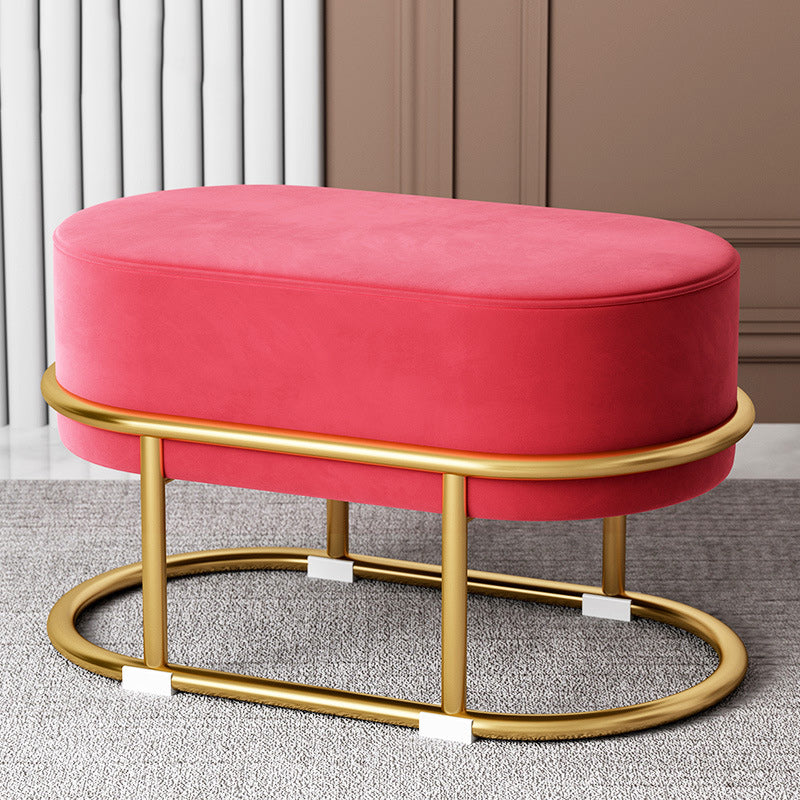 Tabouret de pied elliptique rectangulaire rond en éponge de fer avec tissu en velours scandinave contemporain sans dossier pour entrée 