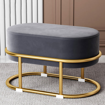Tabouret de pied elliptique rectangulaire rond en éponge de fer avec tissu en velours scandinave contemporain sans dossier pour entrée 