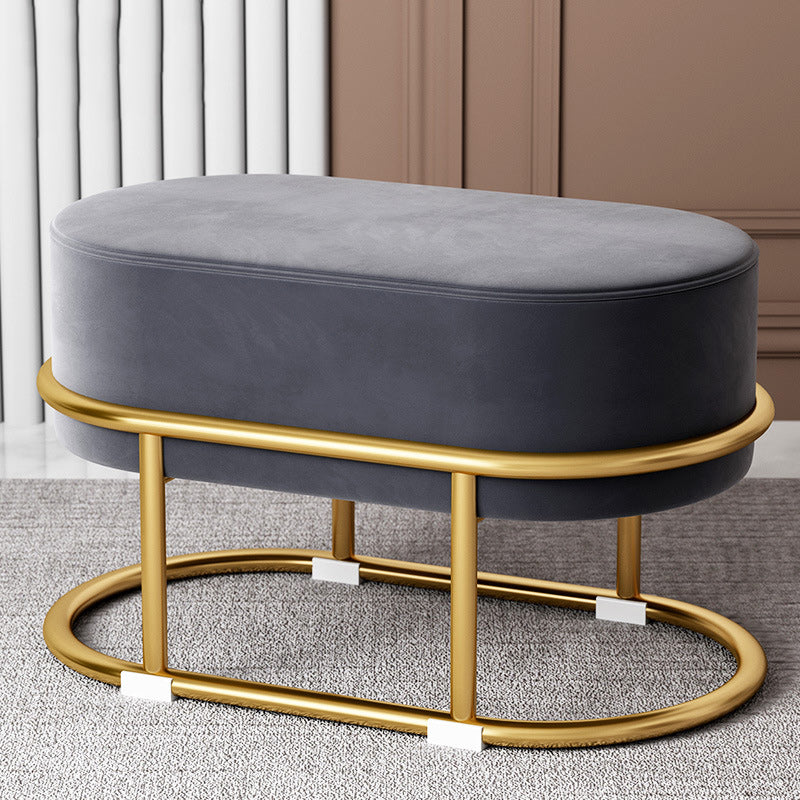 Tabouret de pied elliptique rectangulaire rond en éponge de fer avec tissu en velours scandinave contemporain sans dossier pour entrée 