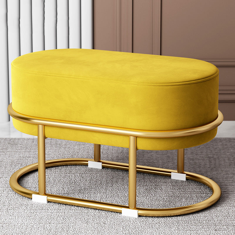 Tabouret de pied elliptique rectangulaire rond en éponge de fer avec tissu en velours scandinave contemporain sans dossier pour entrée 