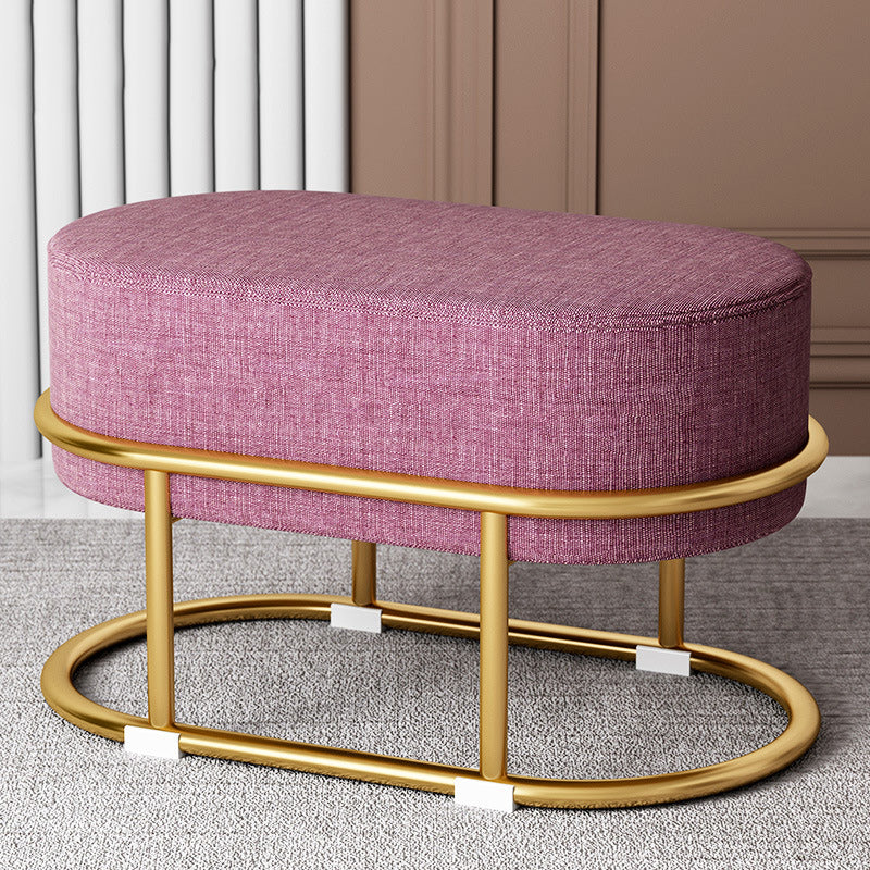 Tabouret de pied elliptique rectangulaire rond en éponge de fer avec tissu en velours scandinave contemporain sans dossier pour entrée 