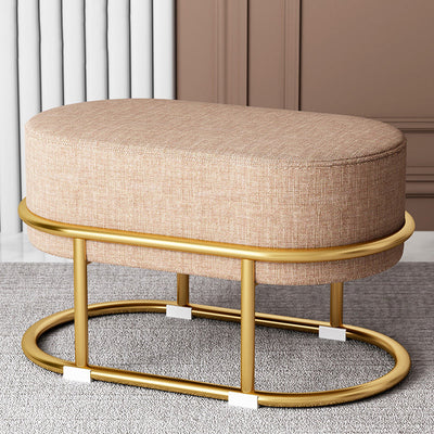 Tabouret de pied elliptique rectangulaire rond en éponge de fer avec tissu en velours scandinave contemporain sans dossier pour entrée 