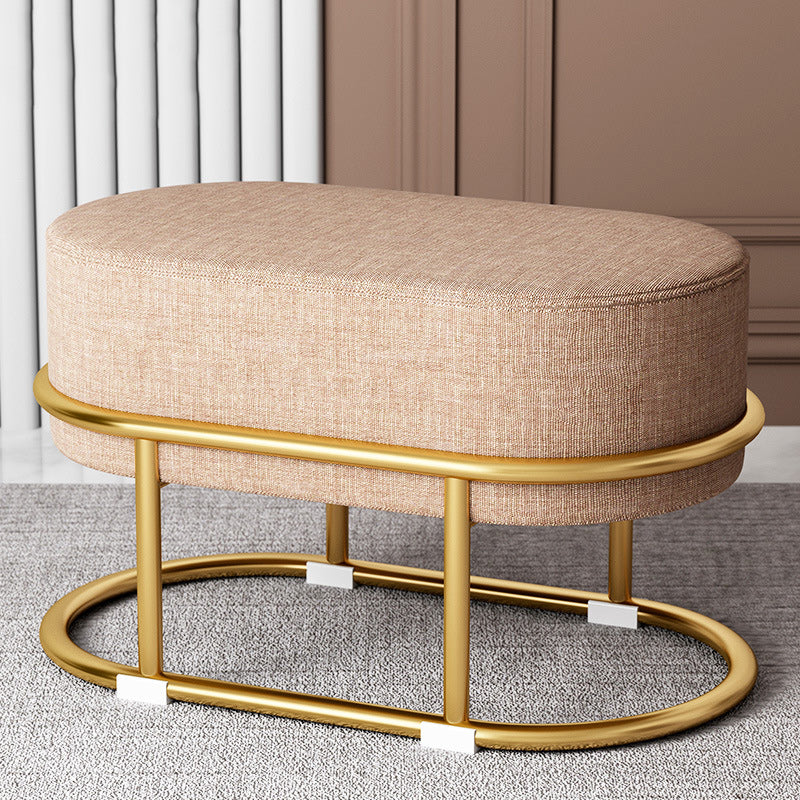 Tabouret de pied elliptique rectangulaire rond en éponge de fer avec tissu en velours scandinave contemporain sans dossier pour entrée 