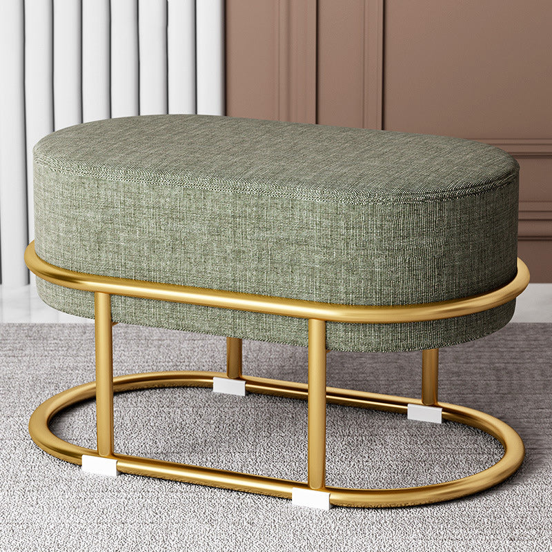 Tabouret de pied elliptique rectangulaire rond en éponge de fer avec tissu en velours scandinave contemporain sans dossier pour entrée 