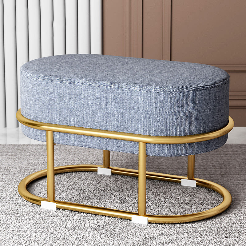 Tabouret de pied elliptique rectangulaire rond en éponge de fer avec tissu en velours scandinave contemporain sans dossier pour entrée 