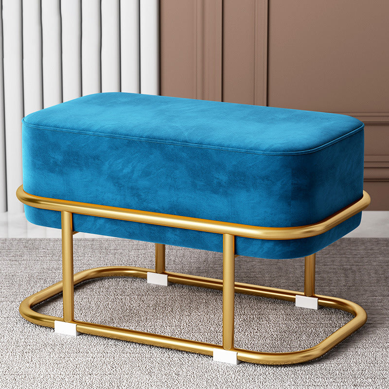 Tabouret de pied elliptique rectangulaire rond en éponge de fer avec tissu en velours scandinave contemporain sans dossier pour entrée 