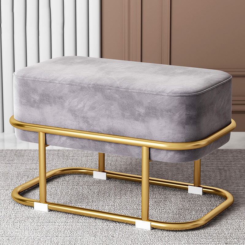 Tabouret de pied elliptique rectangulaire rond en éponge de fer avec tissu en velours scandinave contemporain sans dossier pour entrée 