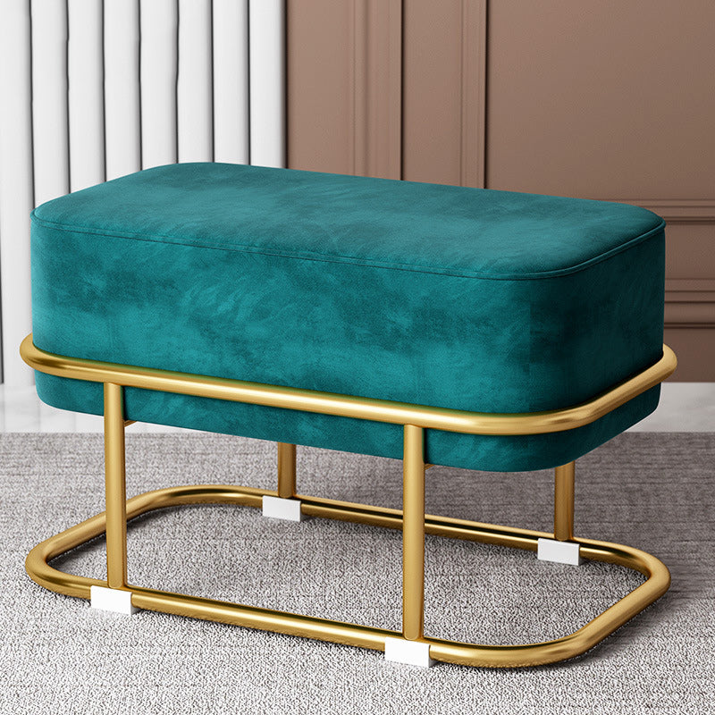 Tabouret de pied elliptique rectangulaire rond en éponge de fer avec tissu en velours scandinave contemporain sans dossier pour entrée 