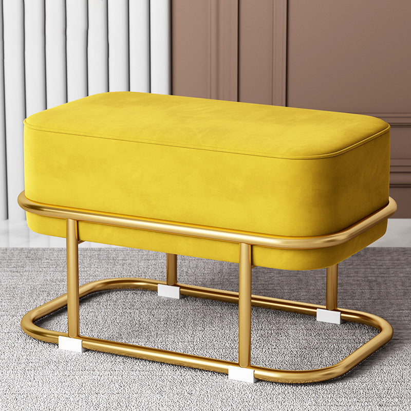 Tabouret de pied elliptique rectangulaire rond en éponge de fer avec tissu en velours scandinave contemporain sans dossier pour entrée 