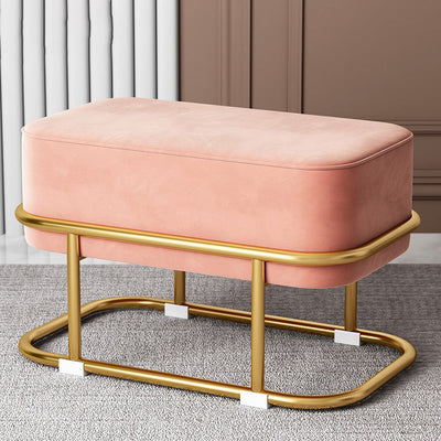 Tabouret de pied elliptique rectangulaire rond en éponge de fer avec tissu en velours scandinave contemporain sans dossier pour entrée 