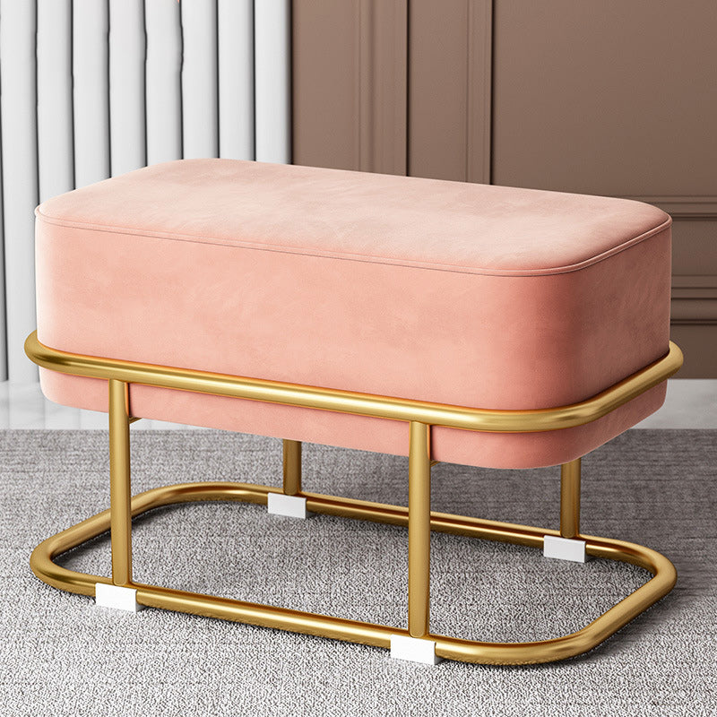Tabouret de pied elliptique rectangulaire rond en éponge de fer avec tissu en velours scandinave contemporain sans dossier pour entrée 
