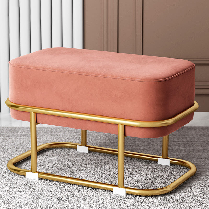 Tabouret de pied elliptique rectangulaire rond en éponge de fer avec tissu en velours scandinave contemporain sans dossier pour entrée 