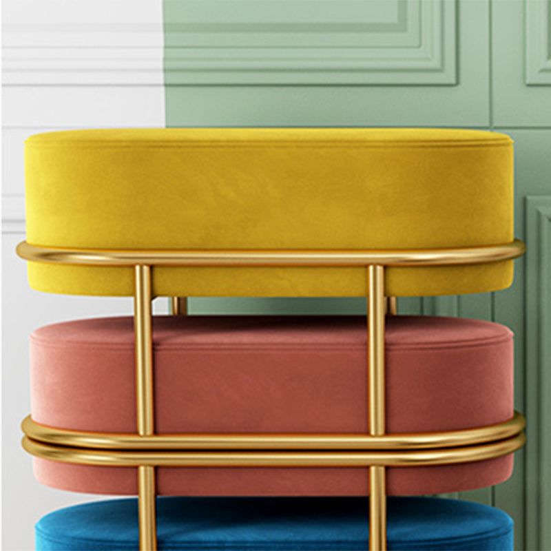 Tabouret de pied elliptique rectangulaire rond en éponge de fer avec tissu en velours scandinave contemporain sans dossier pour entrée 