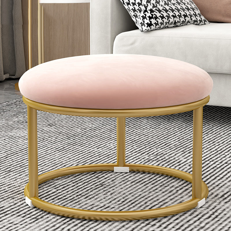 Tabouret de pied elliptique rectangulaire rond en éponge de fer avec tissu en velours scandinave contemporain sans dossier pour entrée 