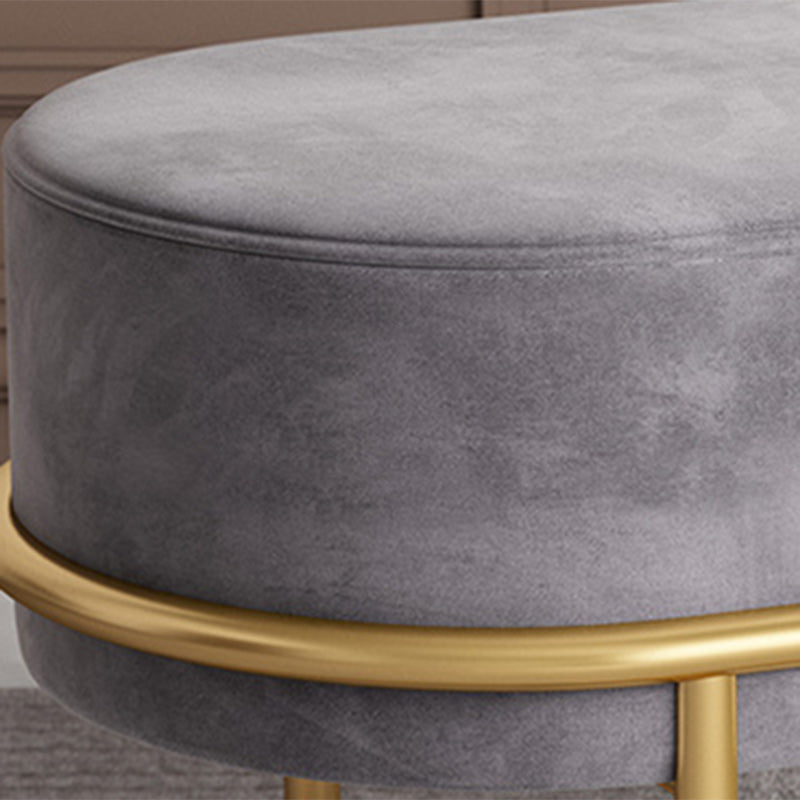 Tabouret de pied elliptique rectangulaire rond en éponge de fer avec tissu en velours scandinave contemporain sans dossier pour entrée 