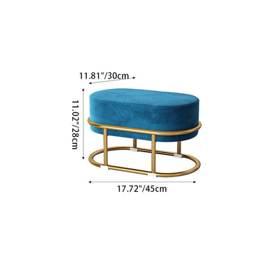 Tabouret de pied elliptique rectangulaire rond en éponge de fer avec tissu en velours scandinave contemporain sans dossier pour entrée 
