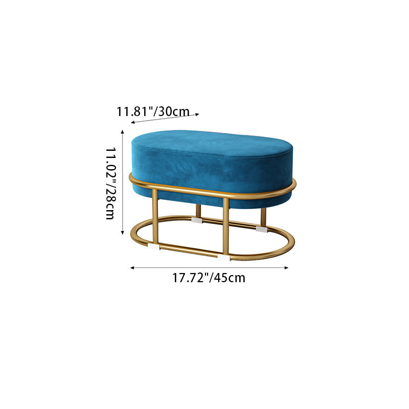 Tabouret de pied elliptique rectangulaire rond en éponge de fer avec tissu en velours scandinave contemporain sans dossier pour entrée 