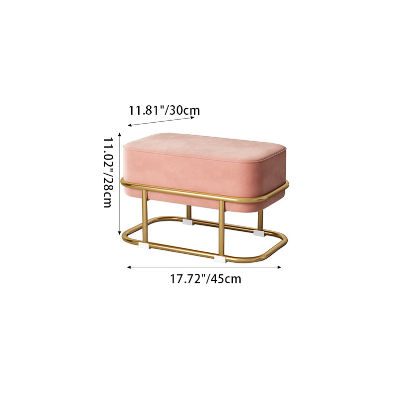 Tabouret de pied elliptique rectangulaire rond en éponge de fer avec tissu en velours scandinave contemporain sans dossier pour entrée 