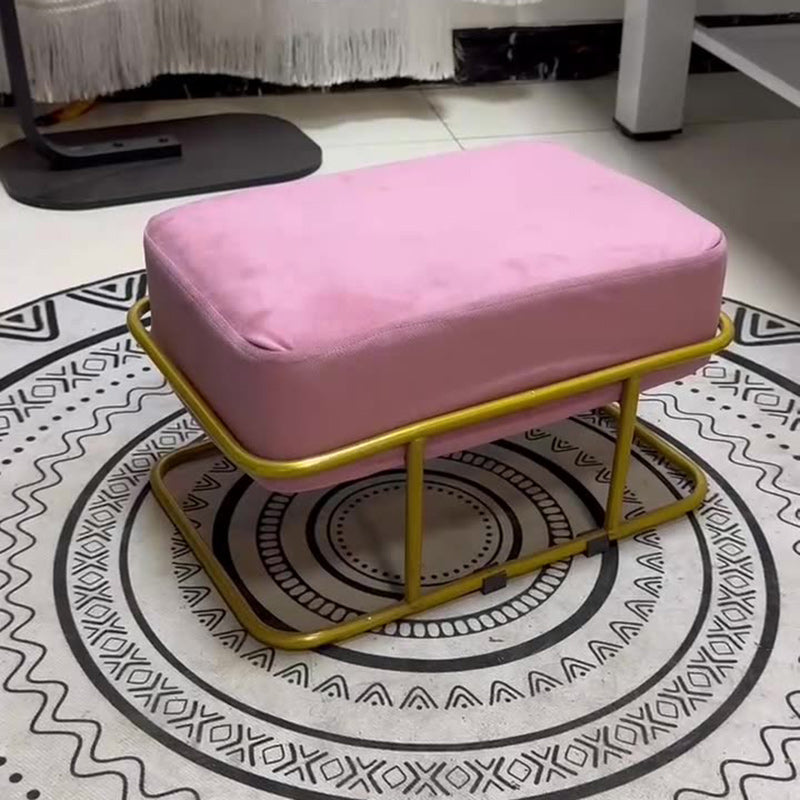 Tabouret de pied elliptique rectangulaire rond en éponge de fer avec tissu en velours scandinave contemporain sans dossier pour entrée 