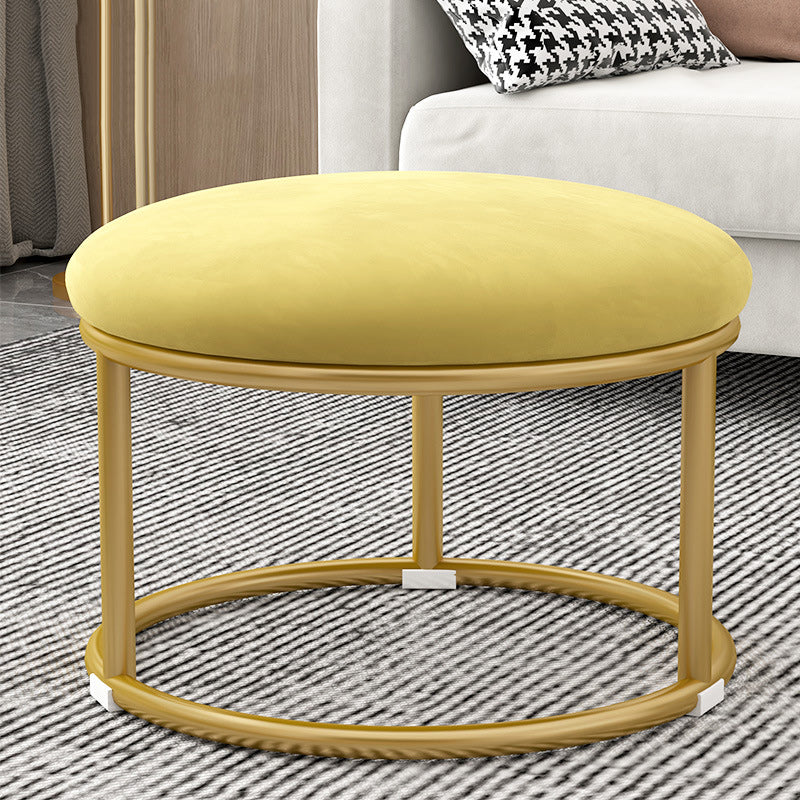 Tabouret de pied elliptique rectangulaire rond en éponge de fer avec tissu en velours scandinave contemporain sans dossier pour entrée 