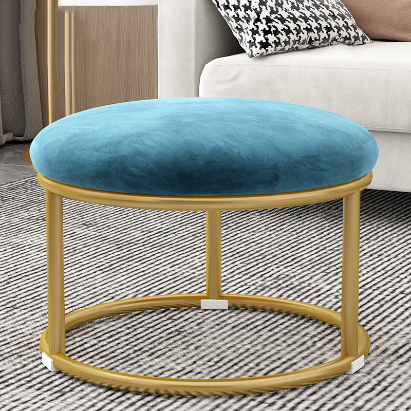 Tabouret de pied elliptique rectangulaire rond en éponge de fer avec tissu en velours scandinave contemporain sans dossier pour entrée 