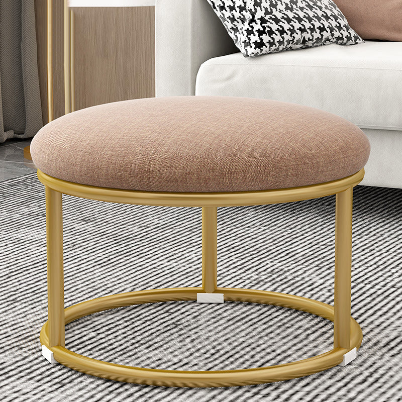 Tabouret de pied elliptique rectangulaire rond en éponge de fer avec tissu en velours scandinave contemporain sans dossier pour entrée 