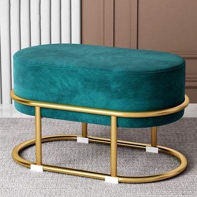 Tabouret de pied elliptique rectangulaire rond en éponge de fer avec tissu en velours scandinave contemporain sans dossier pour entrée 