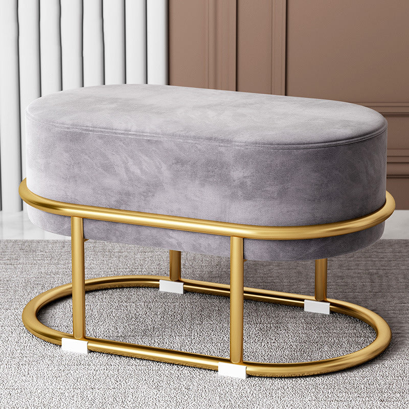 Tabouret de pied elliptique rectangulaire rond en éponge de fer avec tissu en velours scandinave contemporain sans dossier pour entrée 
