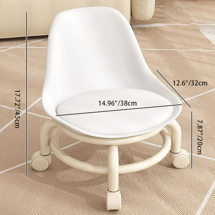 Zeitgenössischer skandinavischer Kinderhocker aus Acryl, Leder, Schwamm und Metall, rund, niedriger Hocker mit Rückenlehne, beweglich für das Wohnzimmer 