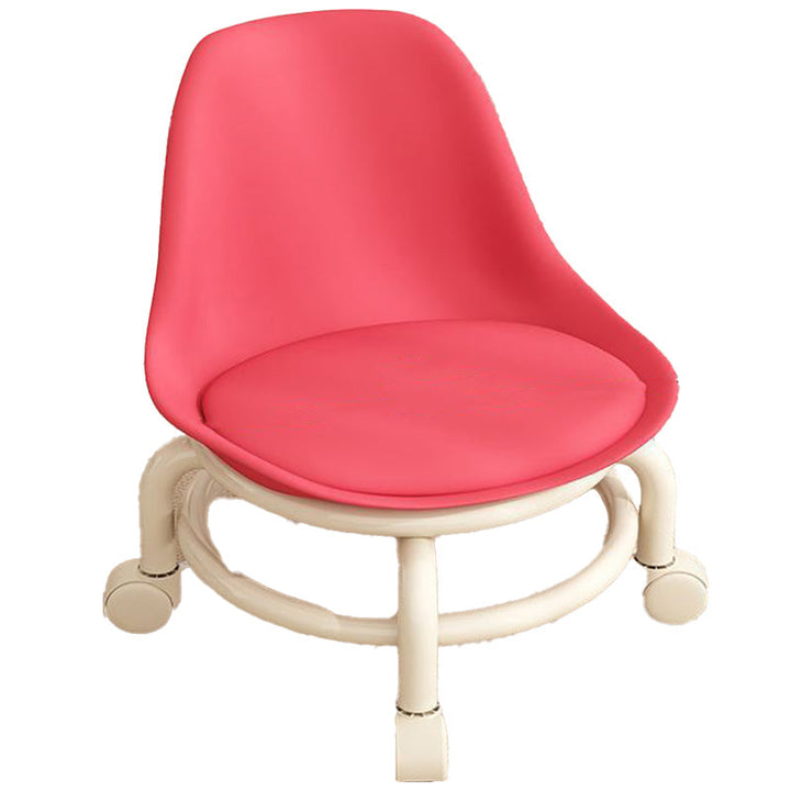 Zeitgenössischer skandinavischer Kinderhocker aus Acryl, Leder, Schwamm und Metall, rund, niedriger Hocker mit Rückenlehne, beweglich für das Wohnzimmer 