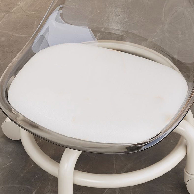 Zeitgenössischer skandinavischer Kinderhocker aus Acryl, Leder, Schwamm und Metall, rund, niedriger Hocker mit Rückenlehne, beweglich für das Wohnzimmer 