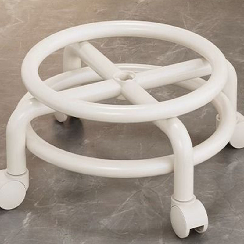 Zeitgenössischer skandinavischer Kinderhocker aus Acryl, Leder, Schwamm und Metall, rund, niedriger Hocker mit Rückenlehne, beweglich für das Wohnzimmer 