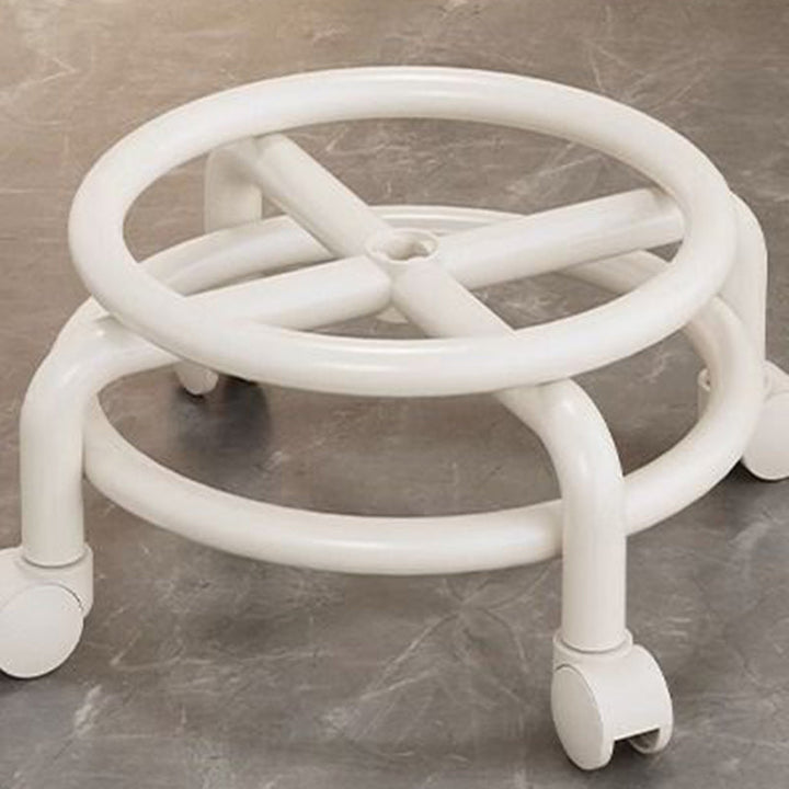 Zeitgenössischer skandinavischer Kinderhocker aus Acryl, Leder, Schwamm und Metall, rund, niedriger Hocker mit Rückenlehne, beweglich für das Wohnzimmer 