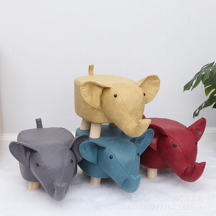 Taburete de pie de elefante de tela creativa contemporánea para niños con madera y esponja para la entrada 