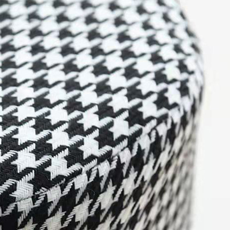 Contemporary Nordic Fabric Velvet Wood Sponge Round Cylinder Footstool Portable For Entryways
