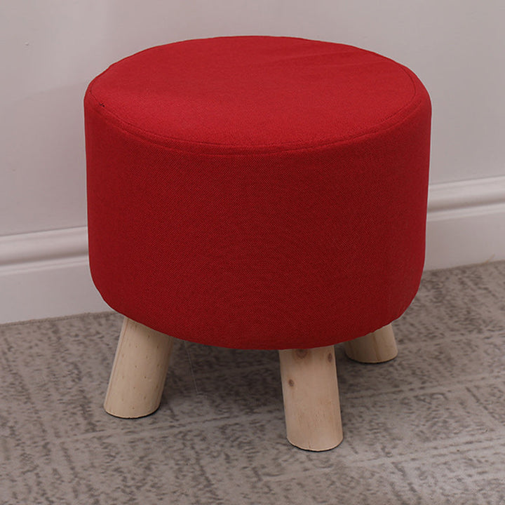 Simplicidad Moderna Algodón Lino Madera Esponja Redondo Cuadrado Taburete Apilable Para Sala de Estar 