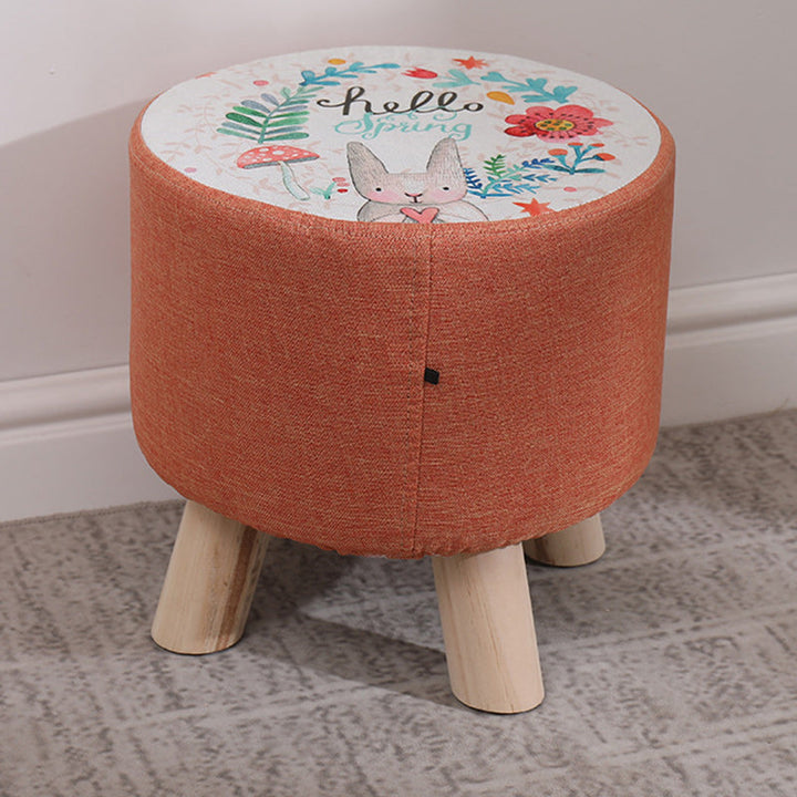 Simplicidad Moderna Algodón Lino Madera Esponja Redondo Cuadrado Taburete Apilable Para Sala de Estar 