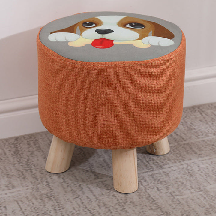 Simplicidad Moderna Algodón Lino Madera Esponja Redondo Cuadrado Taburete Apilable Para Sala de Estar 
