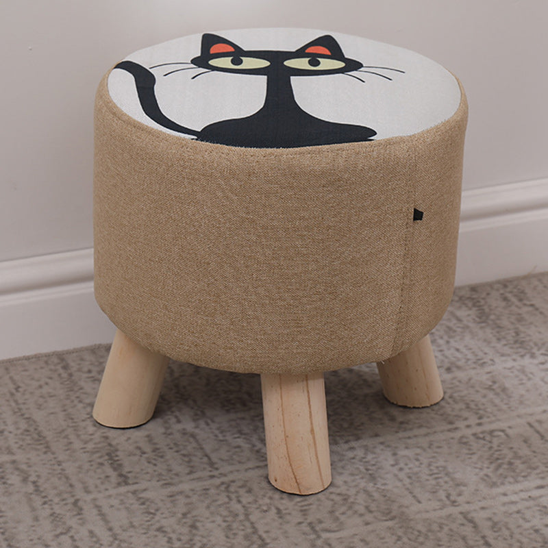 Simplicidad Moderna Algodón Lino Madera Esponja Redondo Cuadrado Taburete Apilable Para Sala de Estar 