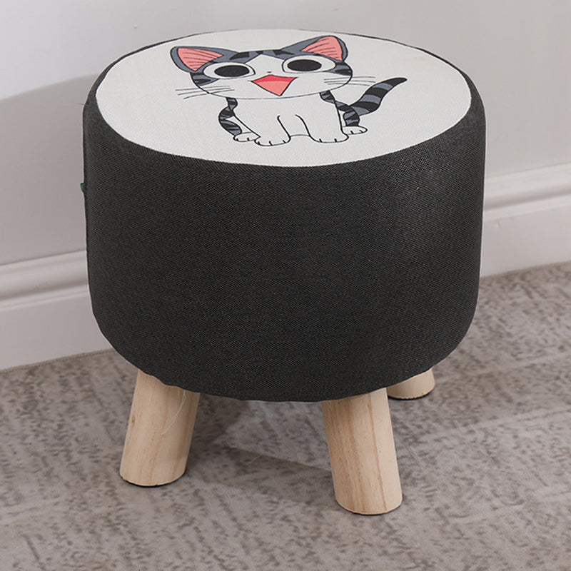 Simplicidad Moderna Algodón Lino Madera Esponja Redondo Cuadrado Taburete Apilable Para Sala de Estar 