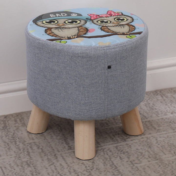 Simplicidad Moderna Algodón Lino Madera Esponja Redondo Cuadrado Taburete Apilable Para Sala de Estar 
