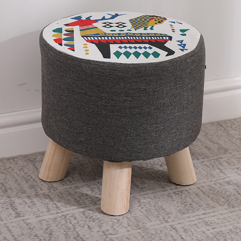 Simplicidad Moderna Algodón Lino Madera Esponja Redondo Cuadrado Taburete Apilable Para Sala de Estar 