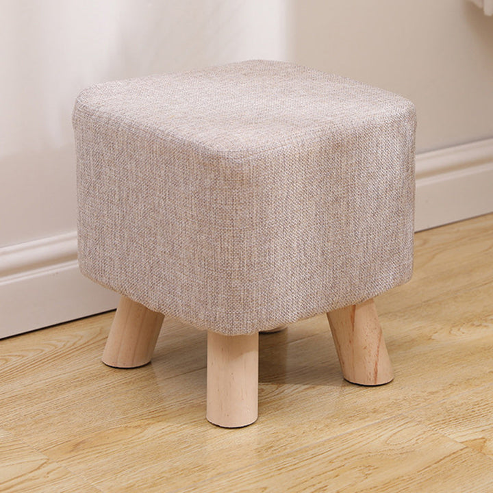 Simplicidad Moderna Algodón Lino Madera Esponja Redondo Cuadrado Taburete Apilable Para Sala de Estar 
