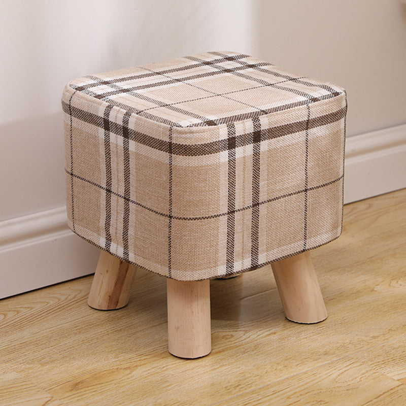 Simplicidad Moderna Algodón Lino Madera Esponja Redondo Cuadrado Taburete Apilable Para Sala de Estar 