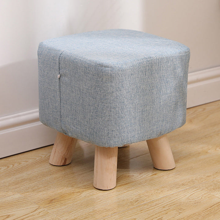 Simplicidad Moderna Algodón Lino Madera Esponja Redondo Cuadrado Taburete Apilable Para Sala de Estar 